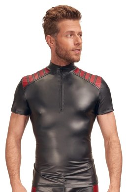 NEK - Czarna Matowa Koszulka Z Kołnierzem I Czerwonymi Wstawkami Na Ramionach 2XL NEK