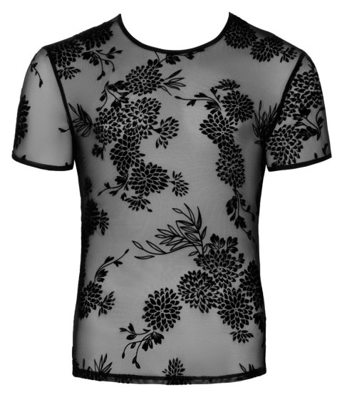 Noir - Seksowna Koszulka Męska Z Kwiatowym Wzorem Prześwitująca 2XL Noir Noir - Seksowna Koszulka Męska Z Kwiatowym Wzorem Prześwitująca 2XL Noir