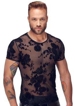Noir - Seksowna Koszulka Męska Z Kwiatowym Wzorem Prześwitująca XL Noir