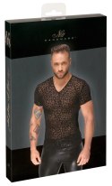 Noir - Seksowna Męska Koszulka Prześwitująca Czarna Panterka 2XL Noir