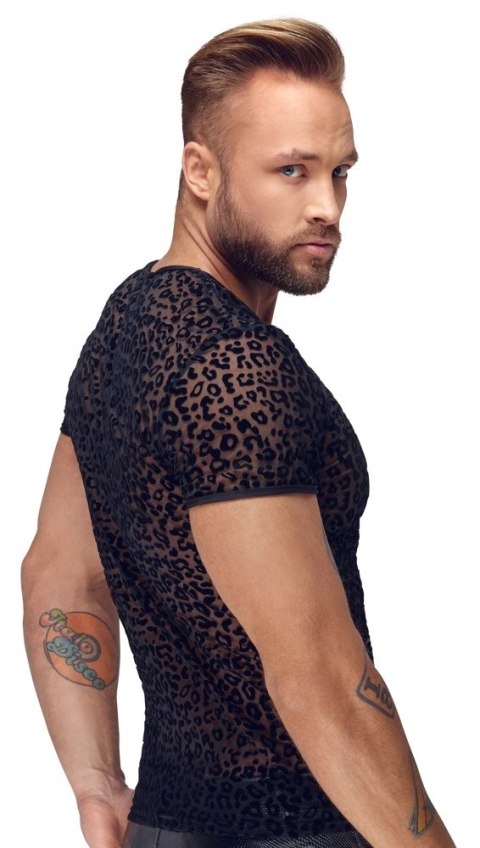 Noir - Seksowna Męska Koszulka Prześwitująca Czarna Panterka 2XL Noir Noir - Seksowna Męska Koszulka Prześwitująca Czarna Panterka 2XL Noir