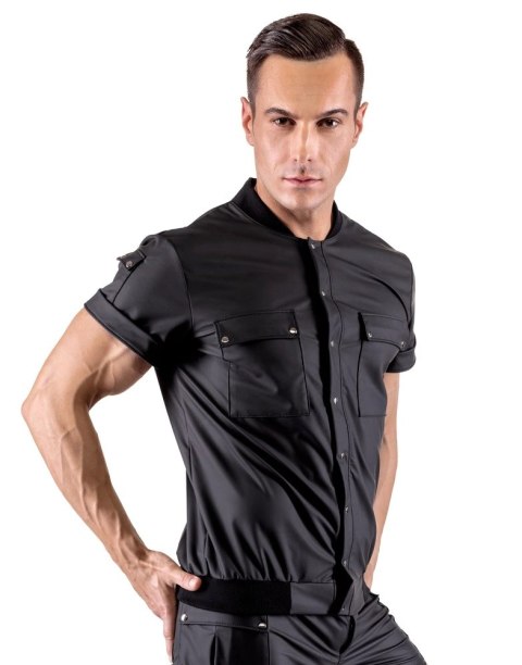Svenjoyment - Czarna Krótka Męska Koszula O Matowym Wyglądzie 2XL Svenjoyment Svenjoyment - Czarna Krótka Męska Koszula O Matowym Wyglądzie 2XL Svenjoyment