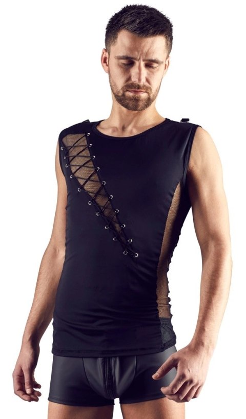Svenjoyment - Męski Czarny Bezrękawnik Z Eleganckim Sznurowaniem 2XL Svenjoyment Svenjoyment - Męski Czarny Bezrękawnik Z Eleganckim Sznurowaniem 2XL Svenjoyment