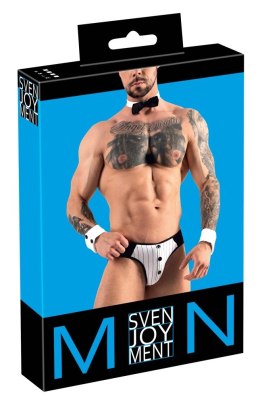 Svenjoyment - Męski Zestaw 2 Mankiety Na Nadgarstki Muszka I Majteczki Z Guzikami Bez Tyłu M Svenjoyment