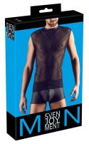 Svenjoyment - Seksowny Siateczkowy Męski Bezrękawnik Z Matowym Wstawkami Czarny M Svenjoyment