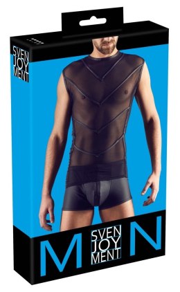 Svenjoyment - Seksowny Siateczkowy Męski Bezrękawnik Z Matowym Wstawkami Czarny M Svenjoyment