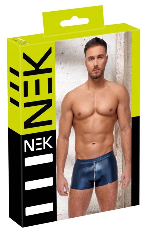 NEK - Niebieskie Matowe Męskie Bokserki Z Zamkiem Błyskawicznym 2XL NEK NEK - Niebieskie Matowe Męskie Bokserki Z Zamkiem Błyskawicznym 2XL NEK