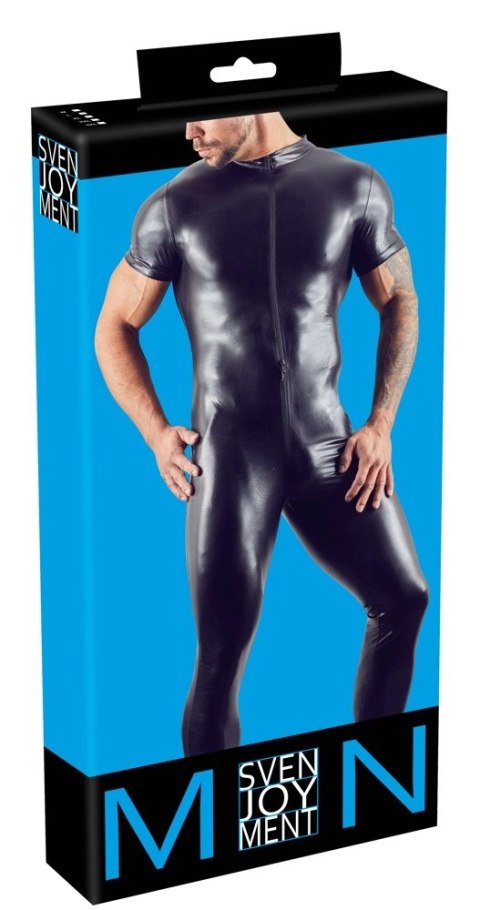 Svenjoyment - Długi Męski Błyszczący Kombinezon Z Suwakami Czarny 3XL Svenjoyment Svenjoyment - Długi Męski Błyszczący Kombinezon Z Suwakami Czarny 3XL Svenjoyment