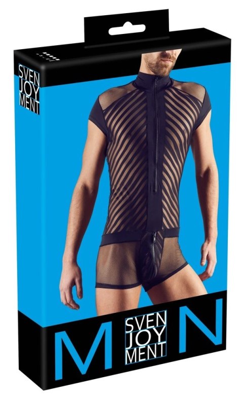 Svenjoyment - Męskie Siateczkowe Body Z Czarnymi Paseczkami I Suwakiem L Svenjoyment Svenjoyment - Męskie Siateczkowe Body Z Czarnymi Paseczkami I Suwakiem L Svenjoyment