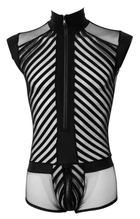 Svenjoyment - Męskie Siateczkowe Body Z Czarnymi Paseczkami I Suwakiem S Svenjoyment Svenjoyment - Męskie Siateczkowe Body Z Czarnymi Paseczkami I Suwakiem S Svenjoyment