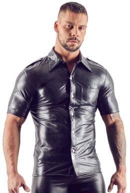 Svenjoyment - Seksowna Męska Czarna Błyszcząca Koszulka Z Kołnierzykiem I Srebrnymi Guzikami 2XL Svenjoyment
