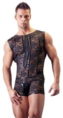 Svenjoyment - Seksowne Męskie Body W Kwiecistą Koronkę Czarne M Svenjoyment