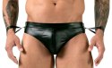 Svenjoyment Bondage - Seksowne Slipy Męskie Bez Tyłu Z Mankietami Czarny Mat S Svenjoyment Bondage