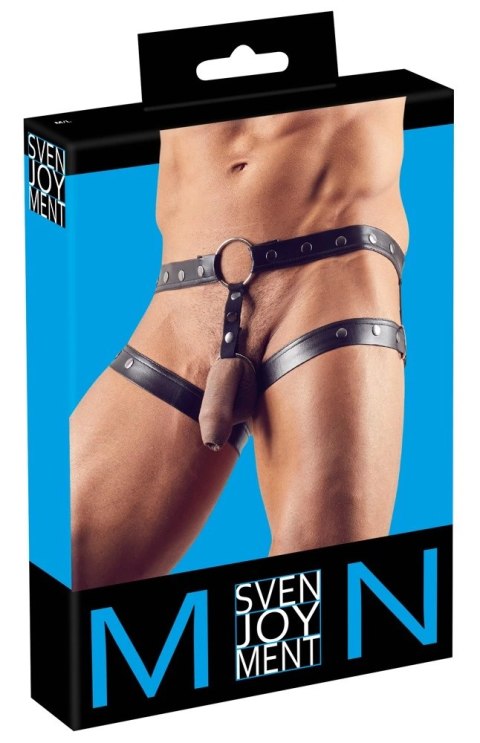 Svenjoyment - Matowe Męskie Majtki Jockstrap Z Paskami Na Uda Czarne M-L Svenjoyment