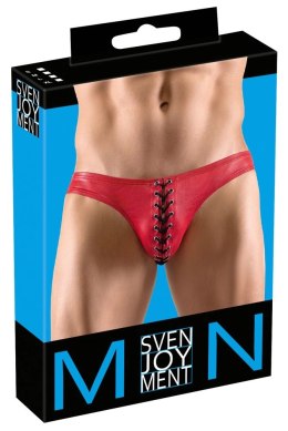 Svenjoyment - Męskie Czerwone Slipy Z Czarnym Sznurowaniem Na Penisa S Svenjoyment