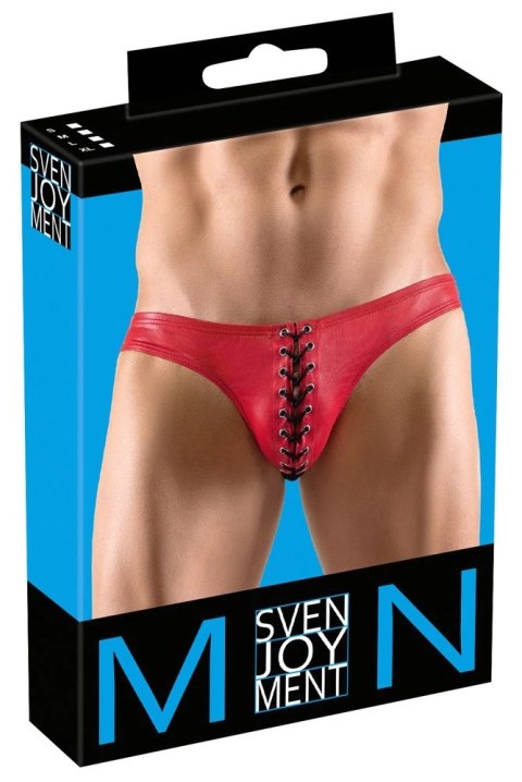 Svenjoyment - Męskie Czerwone Slipy Z Czarnym Sznurowaniem Na Penisa S Svenjoyment