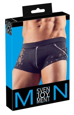 Svenjoyment - Męskie Stylowe Bokserki Z Łańcuszkiem I Zamkiem Z Przodu Czarne 2XL Svenjoyment