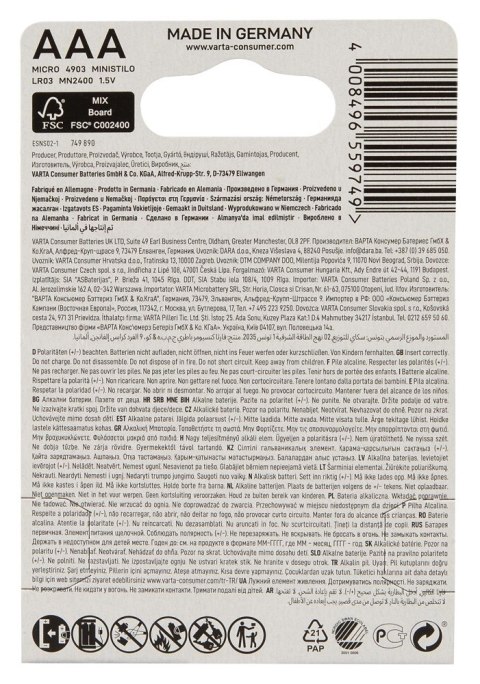 Varta - Baterie LR03 AAA 10x4 Varta Varta - Baterie LR03 AAA 10x4 Varta