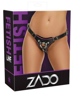 ZADO - Czarna Skórzana Uprząż Strap-on Z 2 Pierścieniami S-L ZADO