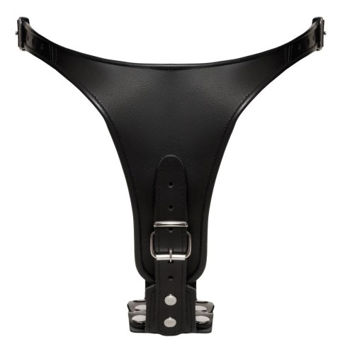 ZADO - Regulowane Skórzane Stringi Z 2 Dildami Czarne L/XL ZADO ZADO - Regulowane Skórzane Stringi Z 2 Dildami Czarne L/XL ZADO