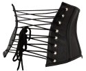 ZADO - Seksowny Skórzany Gorset Bez Biustu Sznurowany Czarny 56 cm ZADO
