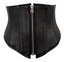 ZADO - Seksowny Skórzany Gorset Bez Biustu Sznurowany Czarny 81 cm ZADO
