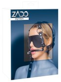 ZADO - Skórzana Maska Na Oczy Ze Stalowym Kneblem I Smyczą Czarne ZADO