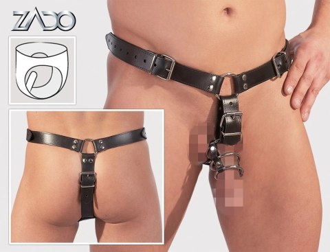 ZADO - Skórzane Stringi Męskie Z Dildo Analnym I 3 Pierścieniami Na Penisa L/XL ZADO ZADO - Skórzane Stringi Męskie Z Dildo Analnym I 3 Pierścieniami Na Penisa L/XL ZADO