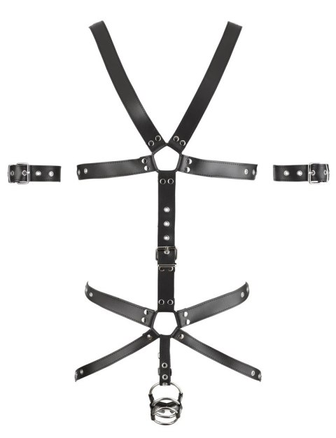 ZADO - Skórzany Męski Kombinezon Z Paseczków Z 3 Pierścieniami L/XL ZADO ZADO - Skórzany Męski Kombinezon Z Paseczków Z 3 Pierścieniami L/XL ZADO