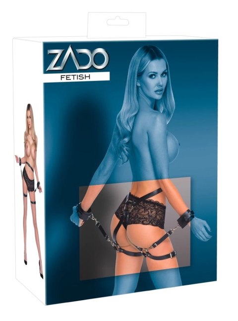 ZADO - Skórzany Pas Biodrowy Z Odpinanymi Mankietami Czarne S-L ZADO ZADO - Skórzany Pas Biodrowy Z Odpinanymi Mankietami Czarne S-L ZADO