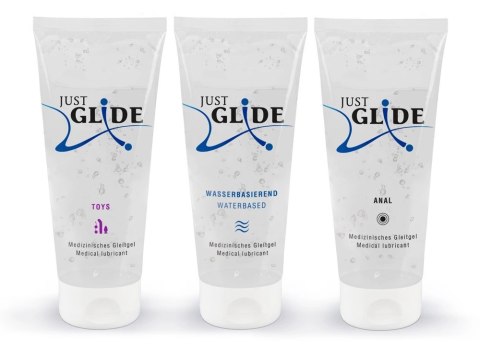 Just Glide - Zestaw 3x200 ml Lubrykant Analny Wodny I Do Zabawek Erotycznyc Just Glide Just Glide - Zestaw 3x200 ml Lubrykant Analny Wodny I Do Zabawek Erotycznyc Just Glide