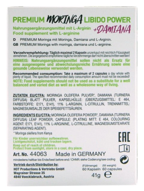 Pondzuające Tabletki Dla Kobiet - HOT BIO Moringa Libido Caps 60 HOT Pondzuające Tabletki Dla Kobiet - HOT BIO Moringa Libido Caps 60 HOT