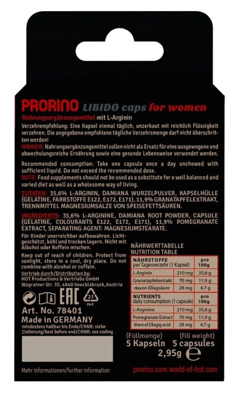 Prorino - Kapsułki Pobudzające Dla Kobiet 5 szt PRORINO Prorino - Kapsułki Pobudzające Dla Kobiet 5 szt PRORINO