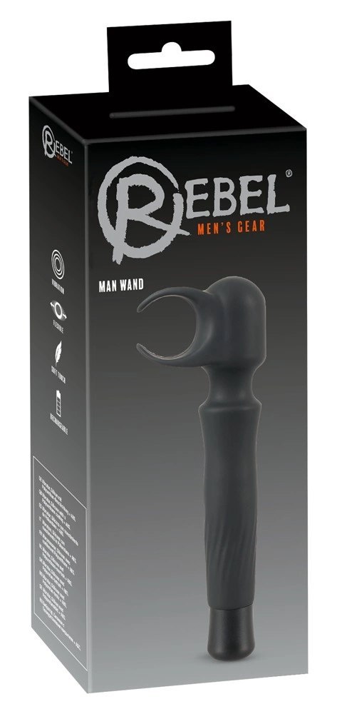 Rebel - 2in1 Masażysta I Masturbator W Jednym 7 Trybów Wibracji Czarny Rebel