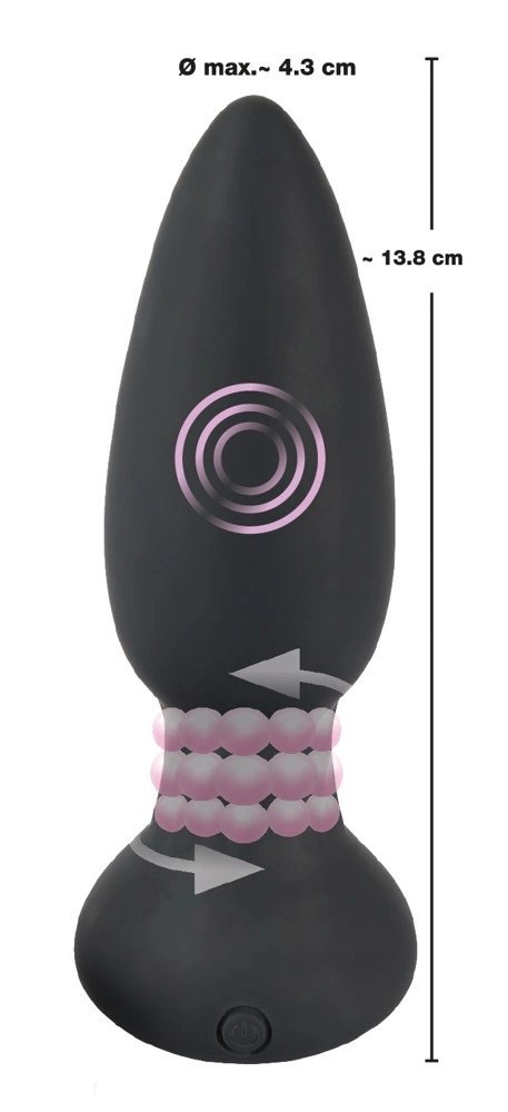 Black Velvets - Rotacyjny Korek Analny Z Pilotem 14 cm Czarny Black Velvets Black Velvets - Rotacyjny Korek Analny Z Pilotem 14 cm Czarny Black Velvets