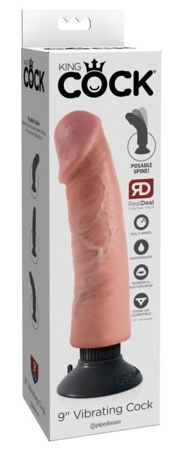 King Cock - Realistyczny Naturalny Wibrator Z Przyssawką 23 CM Jasny Kolor Skóry King Cock