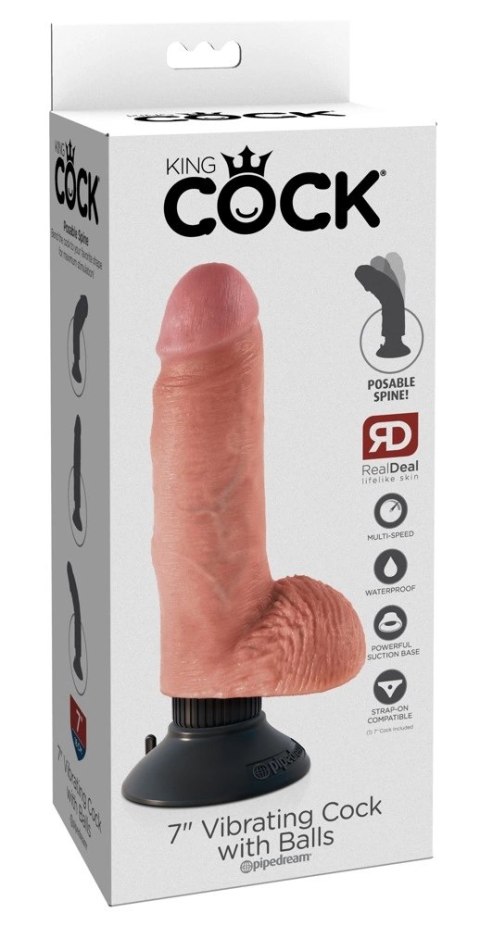 King Cock - Realistyczny Wibrator Z Jądrami I Przyssawką 18 CM Jasny Kolor Skóry King Cock King Cock - Realistyczny Wibrator Z Jądrami I Przyssawką 18 CM Jasny Kolor Skóry King Cock