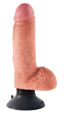 King Cock - Realistyczny Wibrator Z Jądrami I Przyssawką 18 CM Jasny Kolor Skóry King Cock