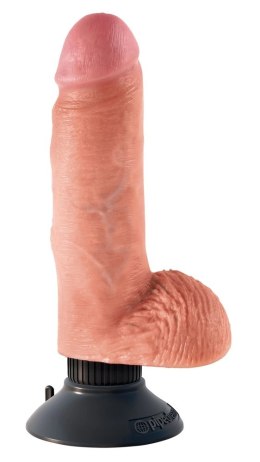 King Cock - Realistyczny Wibrator Z Jądrami I Przyssawką 18 CM Jasny Kolor Skóry King Cock