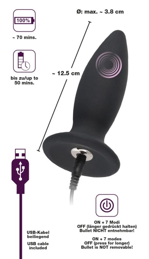 Stożkowy Korek Analny Wibracyjny M(12,5cm) - Black Velvets Black Velvets Stożkowy Korek Analny Wibracyjny M(12,5cm) - Black Velvets Black Velvets