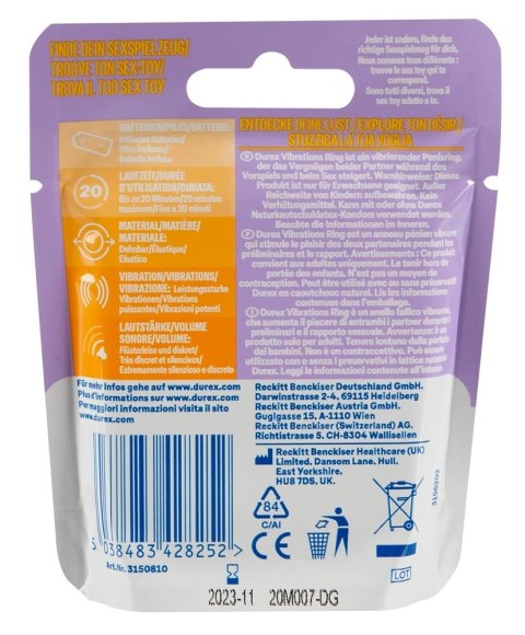 Durex Ring - Jednorazowy Pierścień Wibracyjny Na Penisa Durex Durex Ring - Jednorazowy Pierścień Wibracyjny Na Penisa Durex