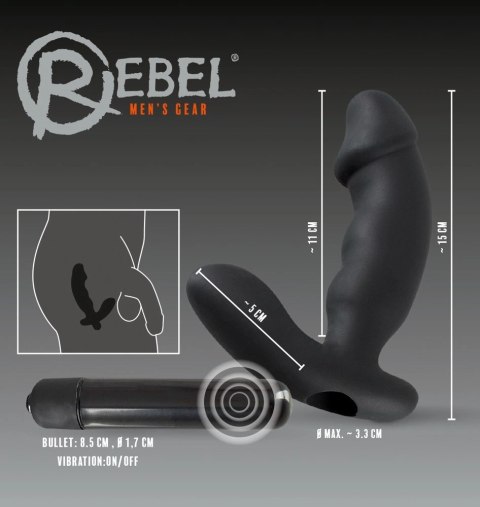 Rebel - Wibrator Prostaty Z Dodatkowym Stymulatorem Krocza Czarny Rebel Rebel - Wibrator Prostaty Z Dodatkowym Stymulatorem Krocza Czarny Rebel