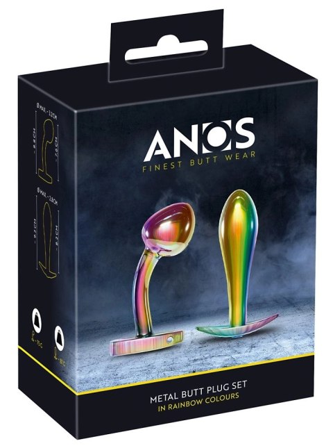 ANOS - 2 Metalowe Korki Analne W Kolorach Tęczy ANOS ANOS - 2 Metalowe Korki Analne W Kolorach Tęczy ANOS
