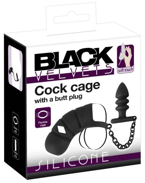 Black Velvets - Klatka Na Penisa Z Korkiem Analnym Czarna Black Velvets Black Velvets - Klatka Na Penisa Z Korkiem Analnym Czarna Black Velvets