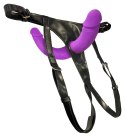 Sweet Smile - Uprząż Strap-On Z Podwójnym Fioletowym Dildo Sweet Smile