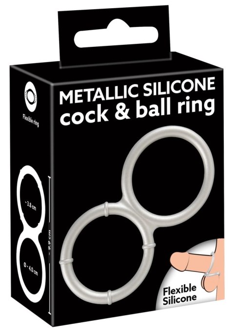 You2Toys - Metaliczny, silikonowy, podwójny pierścień erekcyjny You2Toys You2Toys - Metaliczny, silikonowy, podwójny pierścień erekcyjny You2Toys