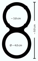 You2Toys - Metaliczny, silikonowy, podwójny pierścień erekcyjny You2Toys
