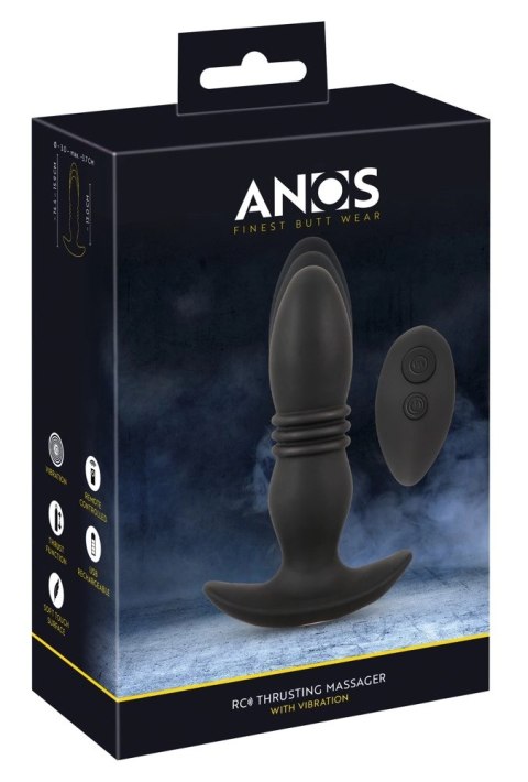 ANOS - Silikonowy Wibrujący Plug Analny Z Funkcją Pchania I Pilotem Czarny ANOS ANOS - Silikonowy Wibrujący Plug Analny Z Funkcją Pchania I Pilotem Czarny ANOS