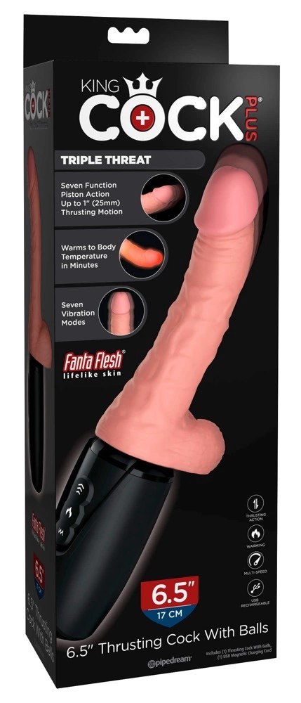 King Cock Plus - Realistyczny Wibrator Z Funkcją Ciepła I Wstrząsów 17 CM Jasny Kolor Skóry King Cock Plus King Cock Plus - Realistyczny Wibrator Z Funkcją Ciepła I Wstrząsów 17 CM Jasny Kolor Skóry King Cock Plus