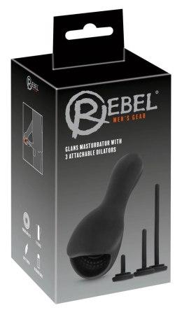Rebel - Masturbator Na Żołądź Z 3 Dołączonymi Dilatorami Czarny Rebel